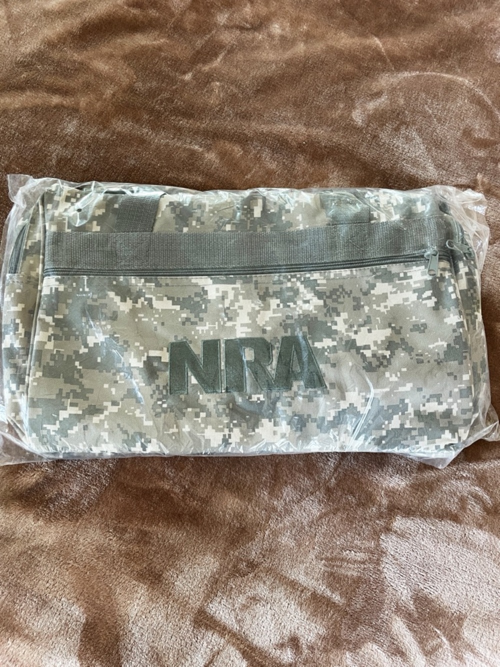 NRA Brand New Camouflage Duffel Bag - Gray Camo Travel